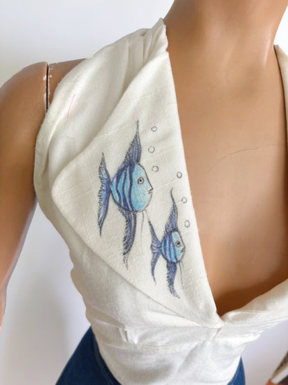 Hand Painted Angelfish 1950s Style Halter Top  | S/M