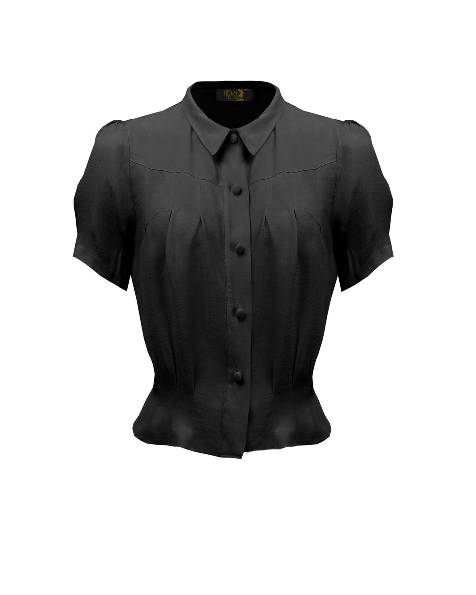 The House of Foxy 1930s Bonnie Blouse Black