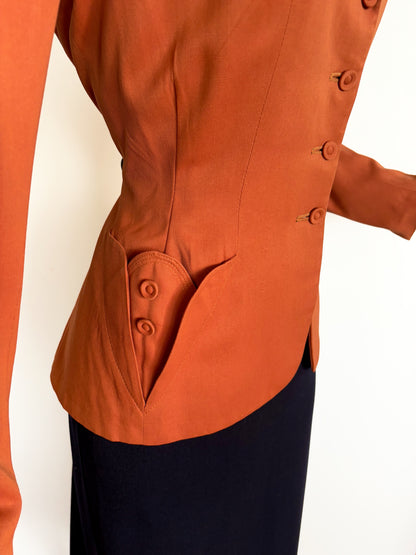 1940s Rust Gabardine Jacket | Small