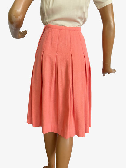 1940s Bobbie Brooks Wool Pink Skirt  | XXS