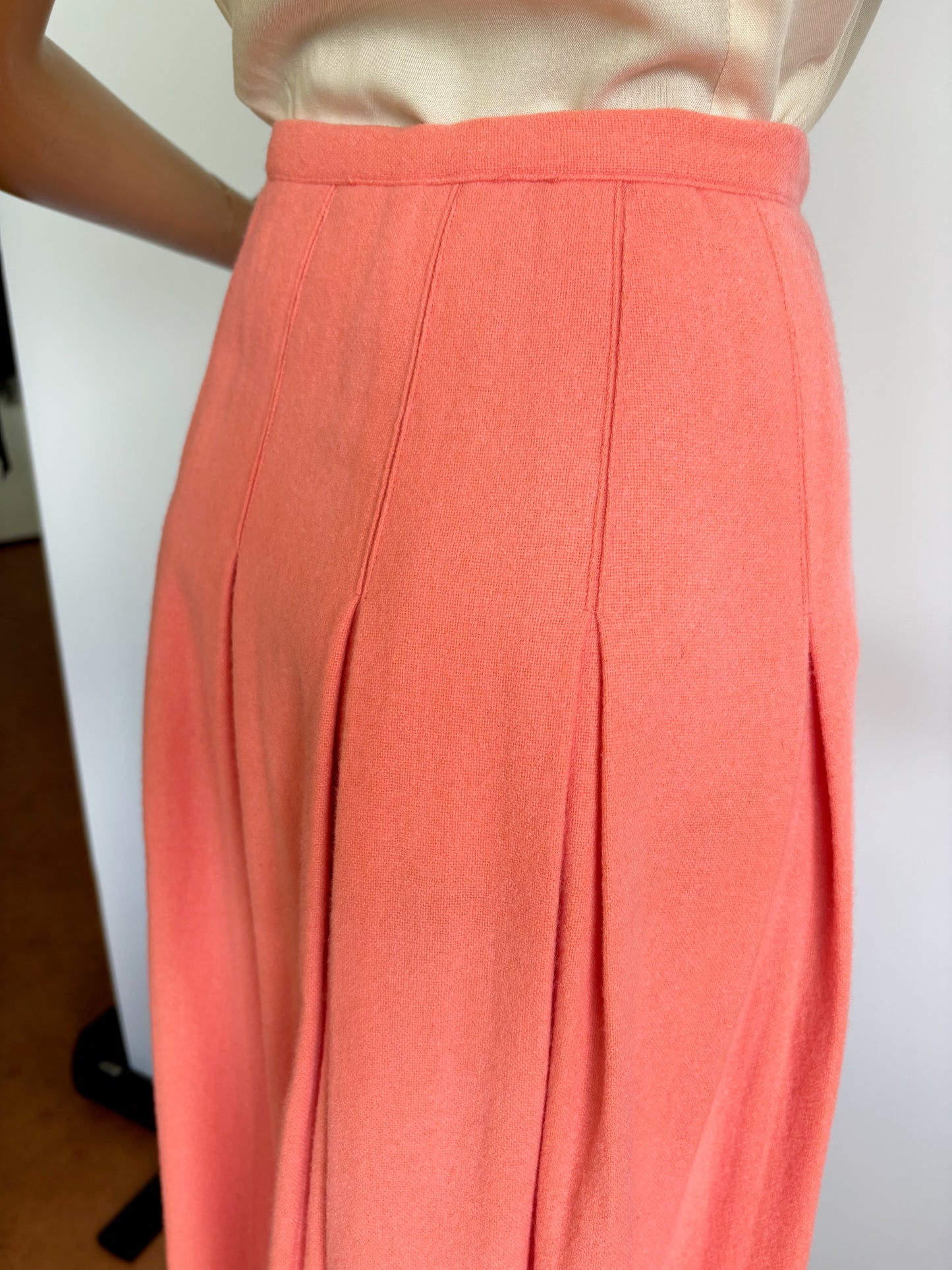 1940s Bobbie Brooks Wool Pink Skirt  | XXS