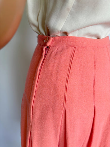 1940s Bobbie Brooks Wool Pink Skirt  | XXS