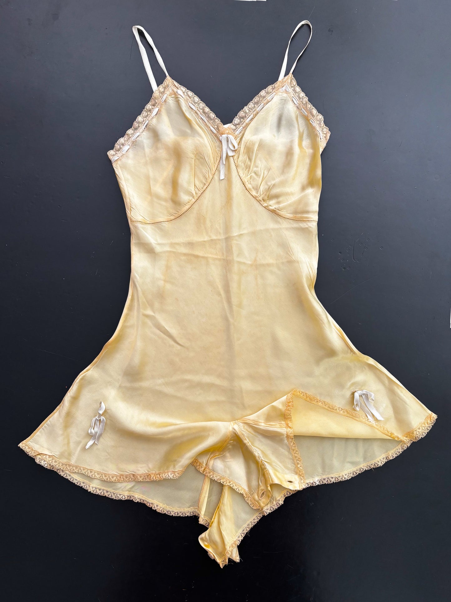 1930s Liquid Satin Romper | XS