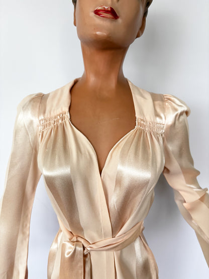 1940s Crepe Satin Wrap Top | XXS/XS