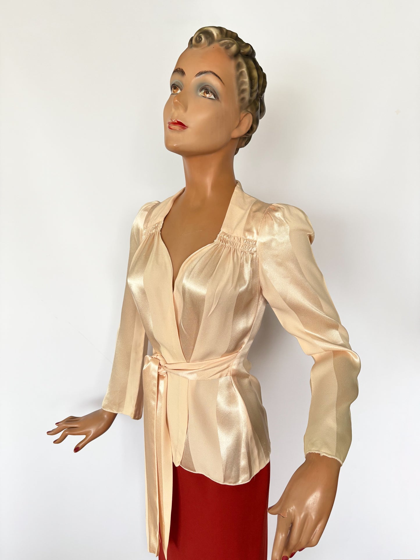 1940s Crepe Satin Wrap Top | XXS/XS