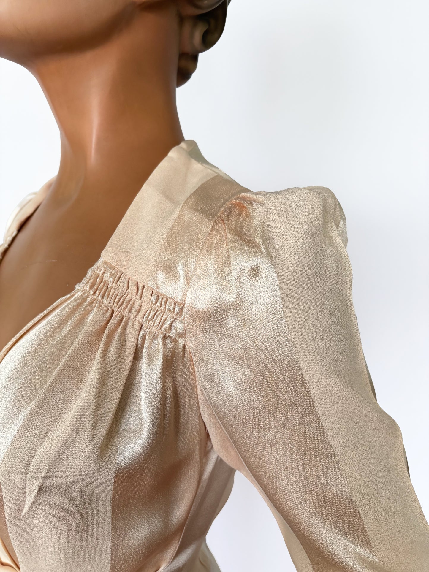 1940s Crepe Satin Wrap Top | XXS/XS