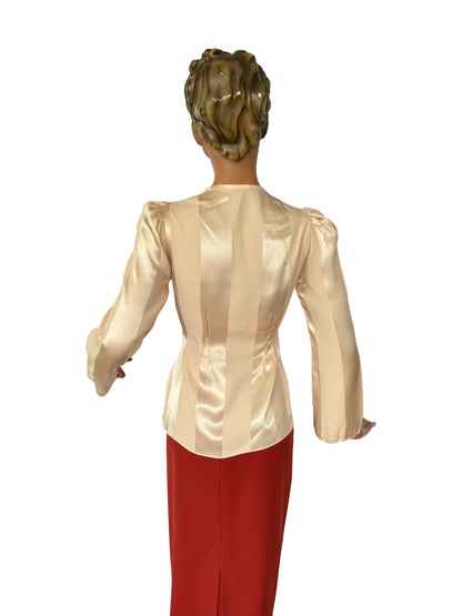 1940s Crepe Satin Wrap Top | XXS/XS