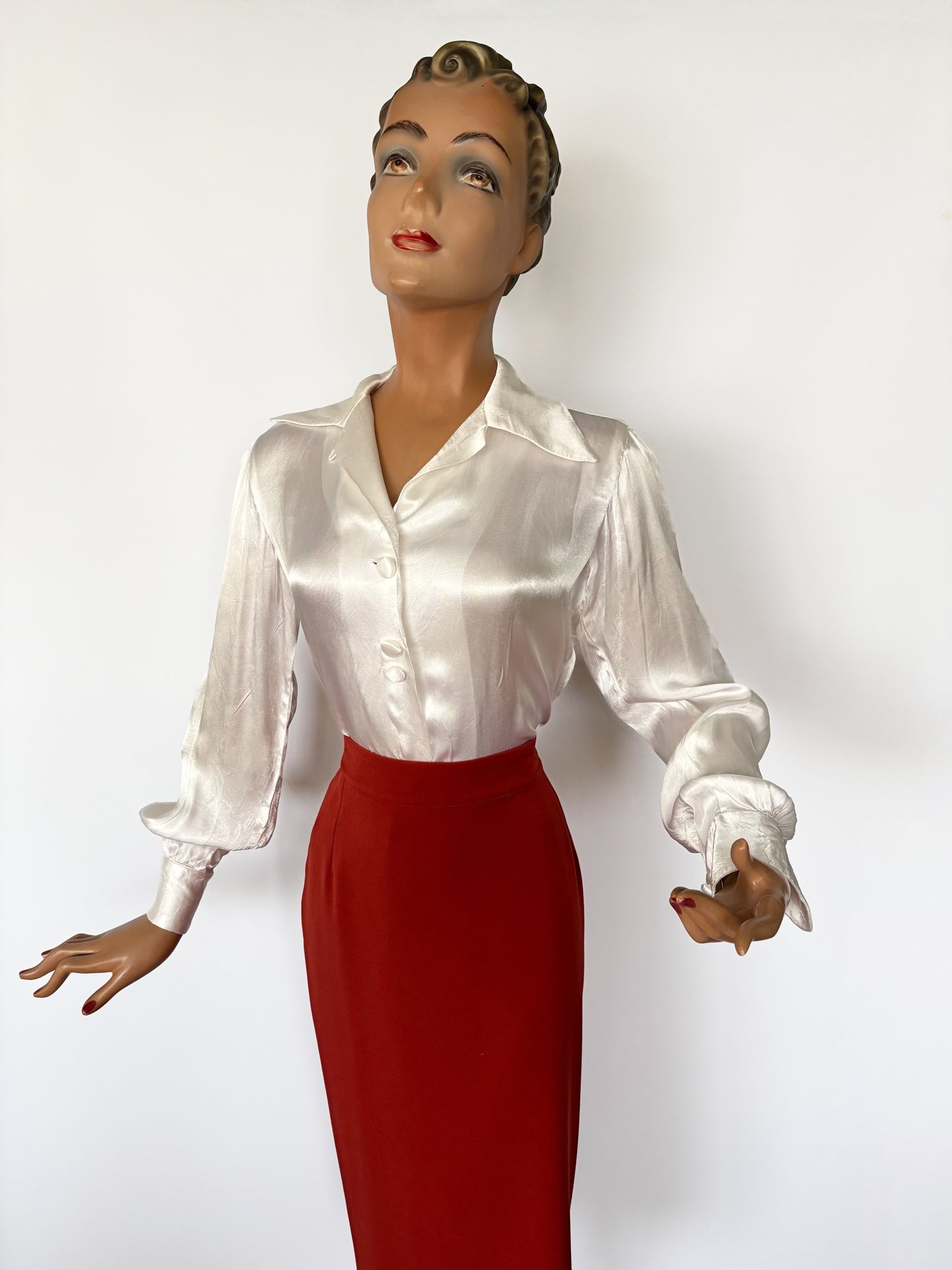 1940s Silky Satin Blouse | L