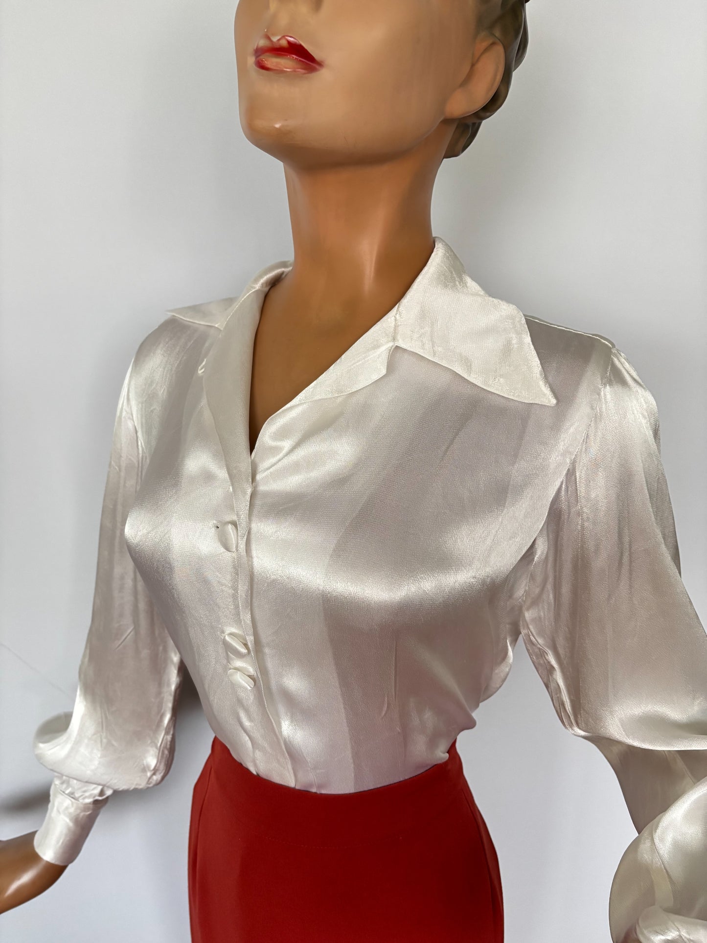 1940s Silky Satin Blouse | L