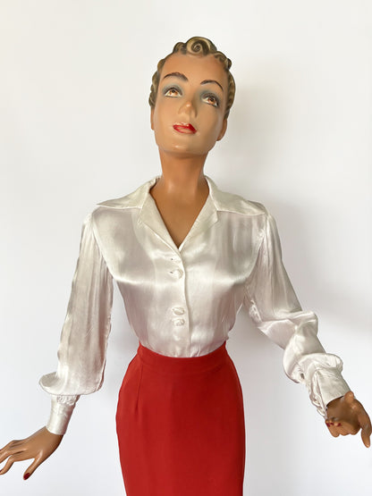 1940s Silky Satin Blouse | L