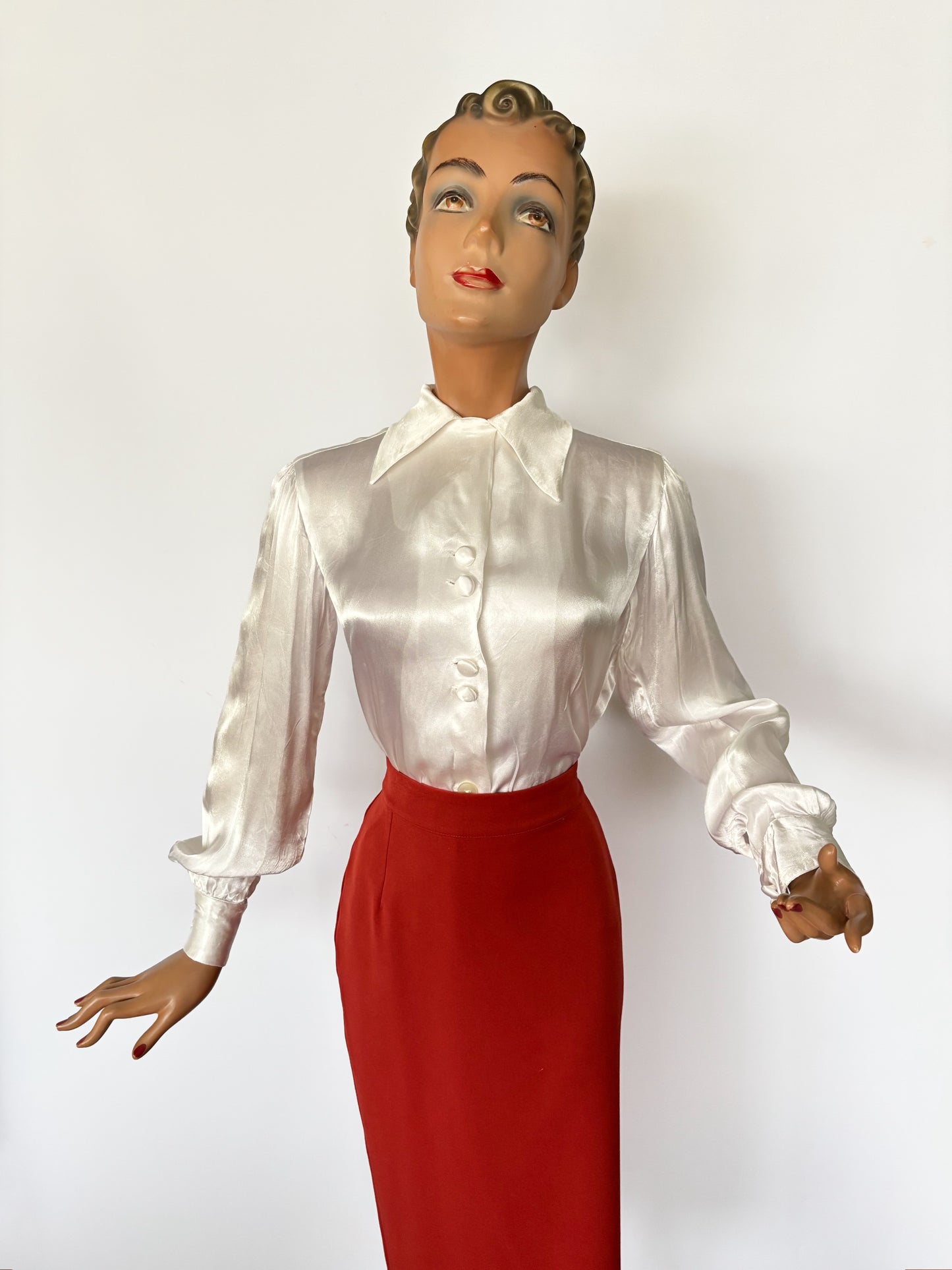 1940s Silky Satin Blouse | L