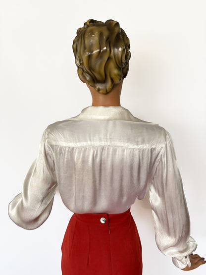 1940s Silky Satin Blouse | L