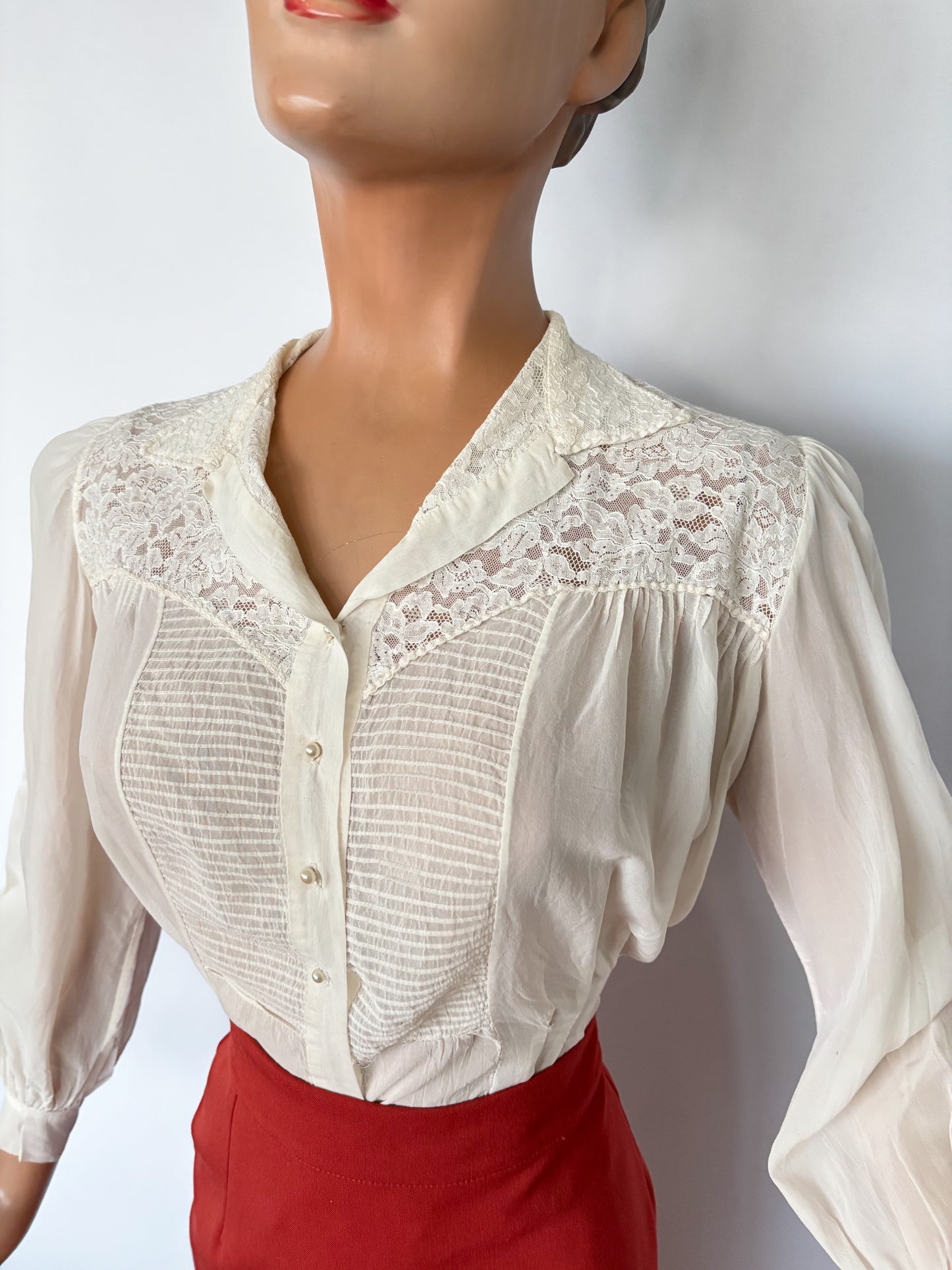 1930s Organza Lace Blouse | Small/Medium