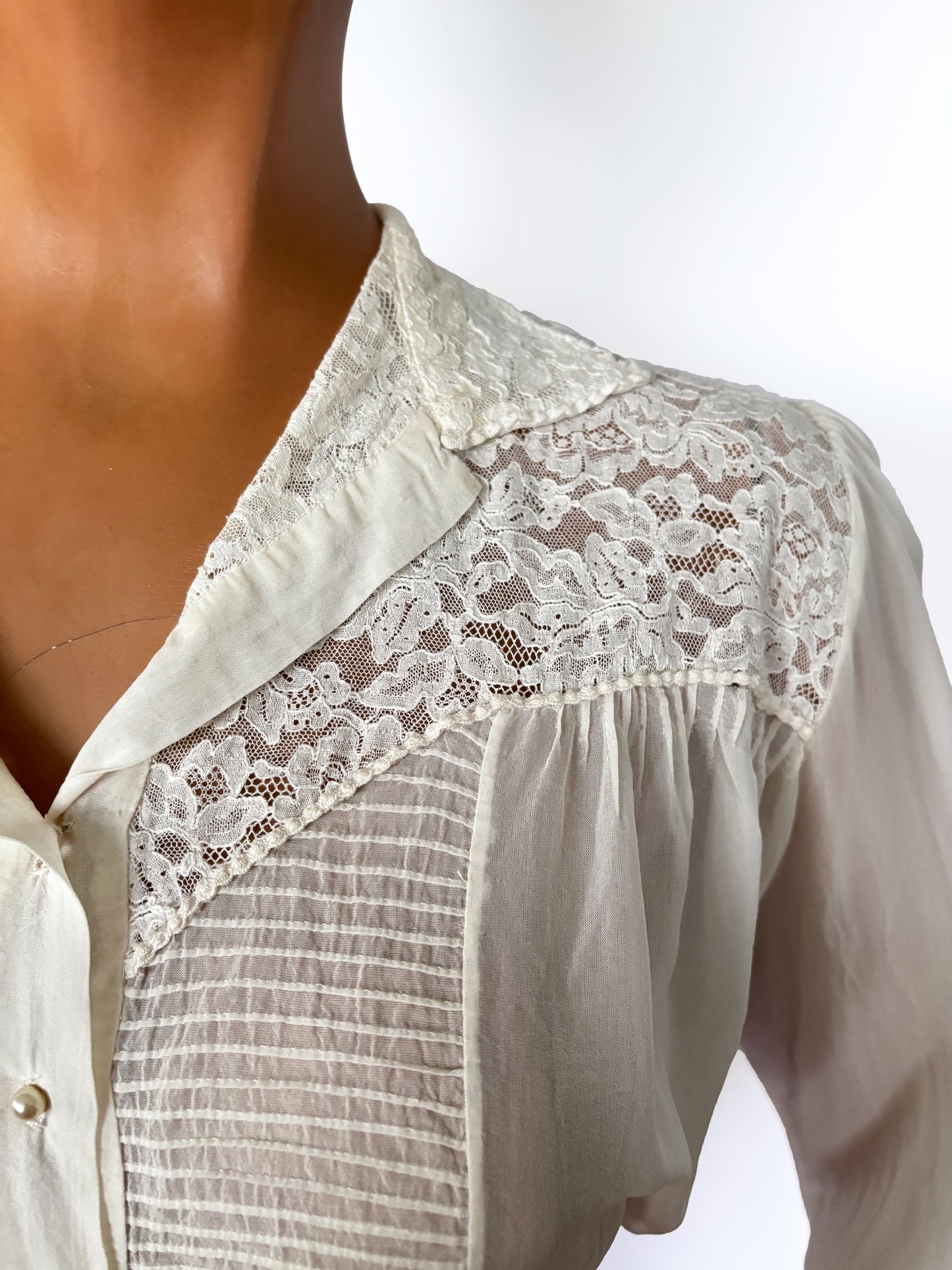 1930s Organza Lace Blouse | Small/Medium