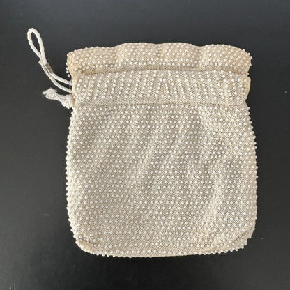 1960s Reversible Beaded Drawstring Purse Pouch