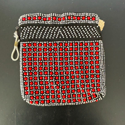 1960s Reversible Beaded Drawstring Purse Pouch