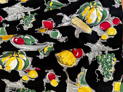 1950s Cotton Veggies Novelty Print Skirt | L