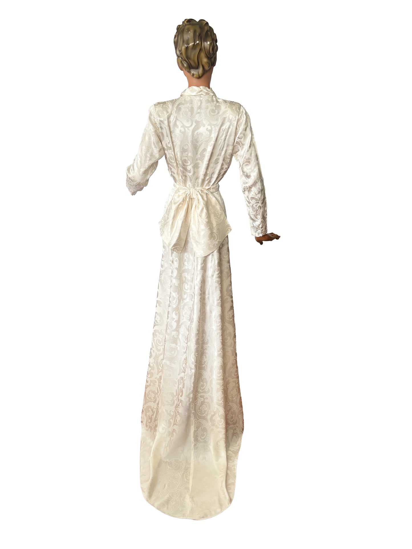 1940s Satin Brocade Wedding Dress | Small/Medium