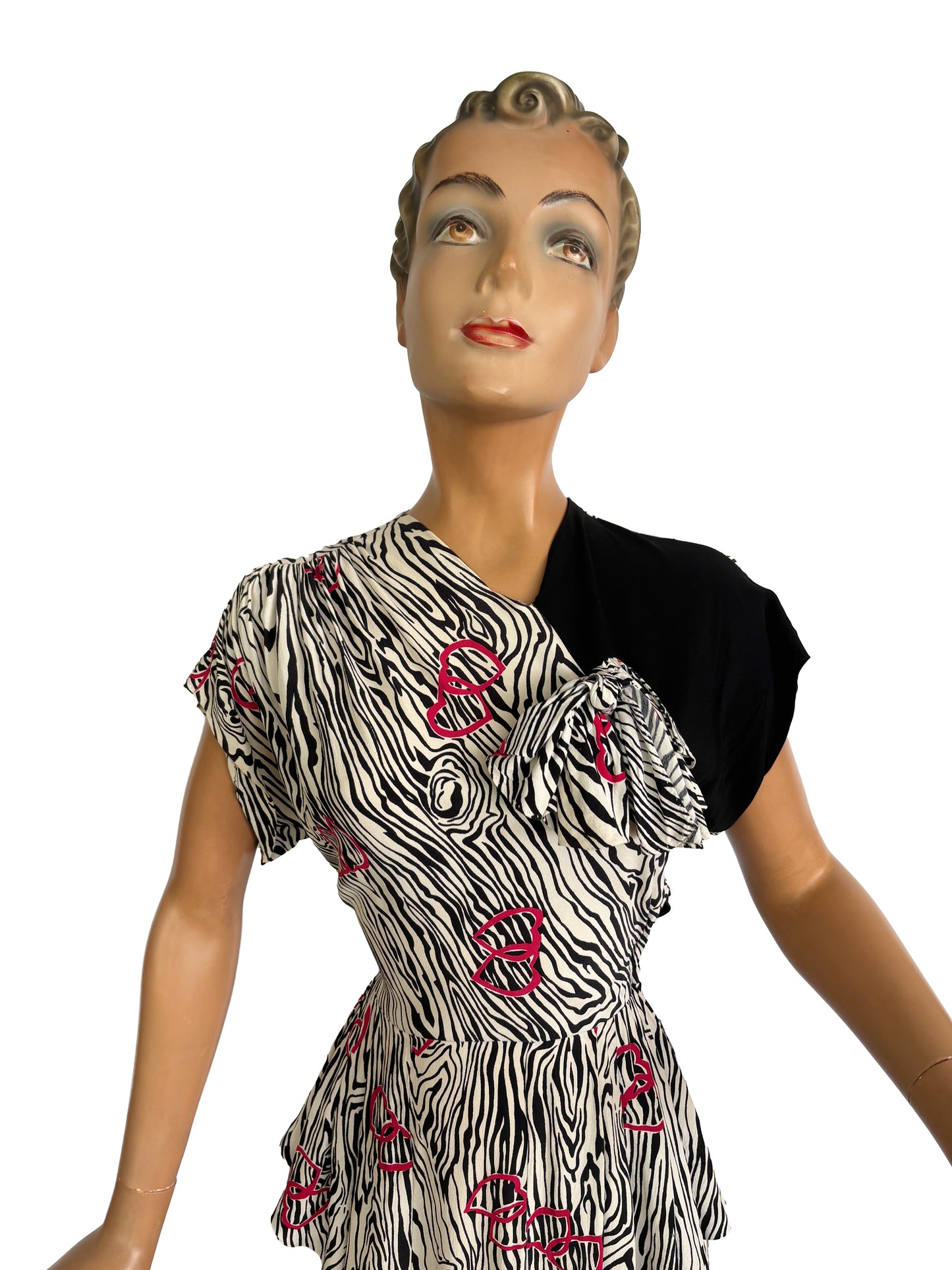 1940s Zebra Print Dress | XS