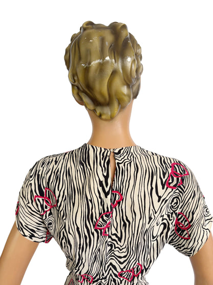 1940s Zebra Print Dress | XS