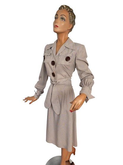 1940s Style Suit Vintage Rayon Fabric | S