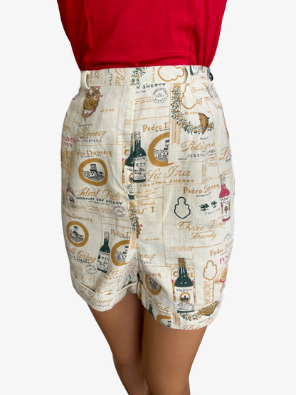 1950s Style Vintage Liquor Fabric Shorts | XS