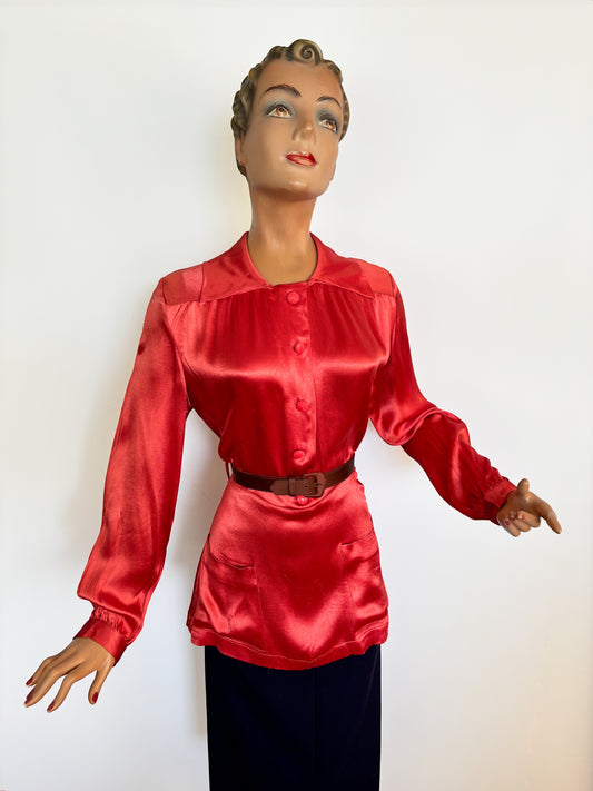 1920s/30s Liquid Satin Tunic | M