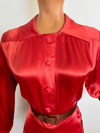 1920s/30s Liquid Satin Tunic | M