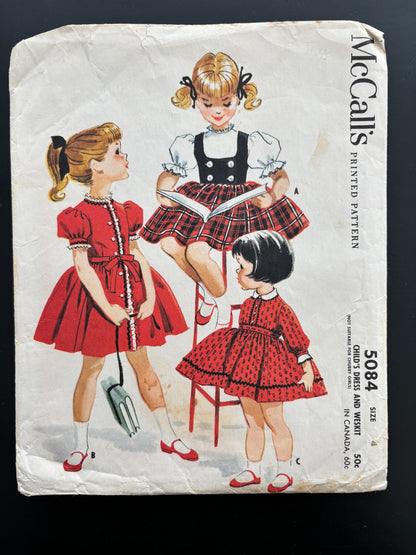1959 McCall's 5084 Child's Dress and Weskit - Size 4