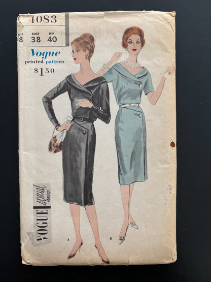 1959 Vogue 4083 Special Design Sewing Pattern One Piece Dress - Size 18