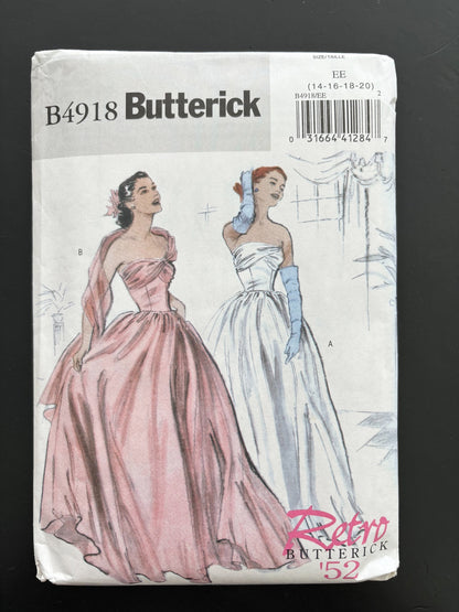 1952 Retro Butterick B4918 Sewing Pattern Misses' Dress - Sizes 14 - 20
