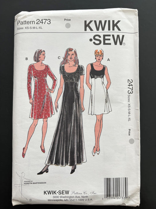 Kwik Sew 2473 Sewing Pattern Misses Dresses - Size XS-XL