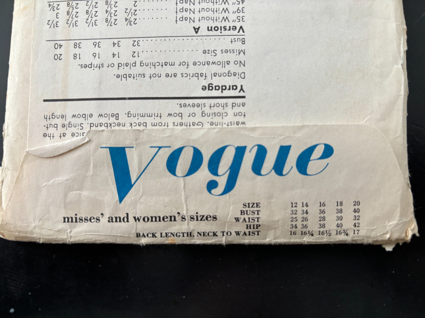 1959 Vogue 9781 One Piece Dress Sewing Pattern - Size 18
