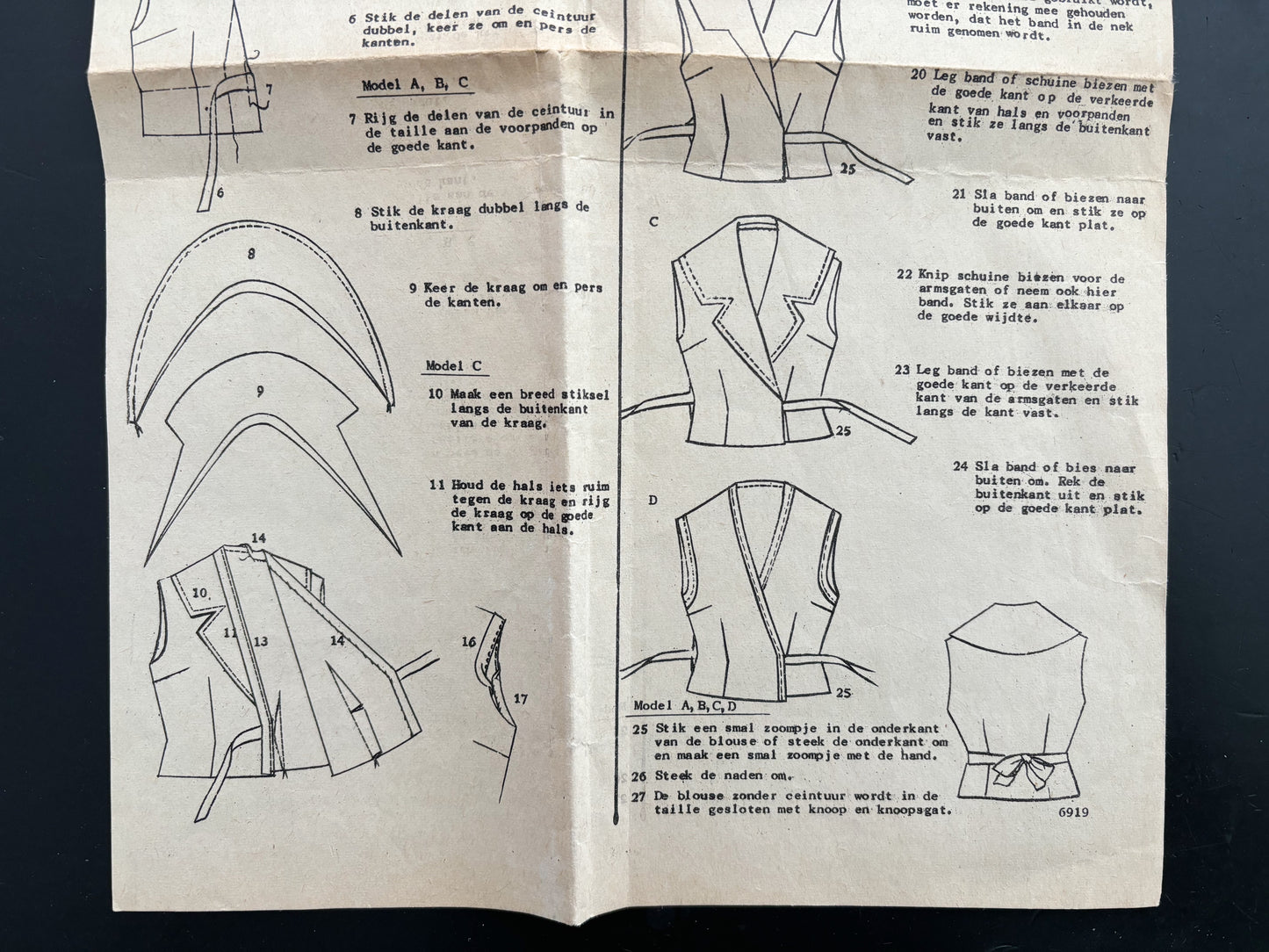 1950s Stil 6919 Wrap Blouse Pattern Dutch/French - Size 42