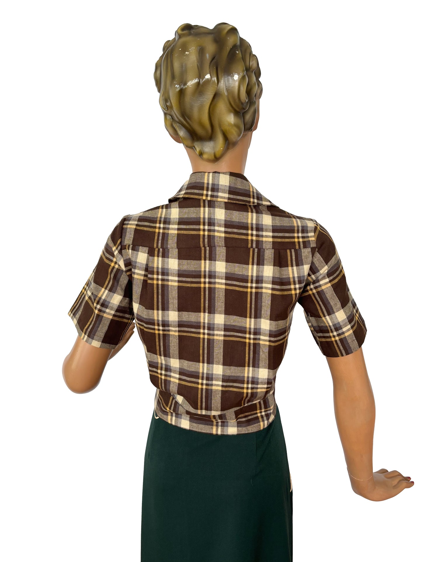 Brenda 1940s Style Land Girl Blouse Brown