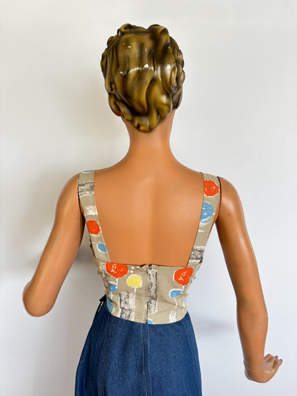 1950s Style Vintage Fabric Bustier | L/XL