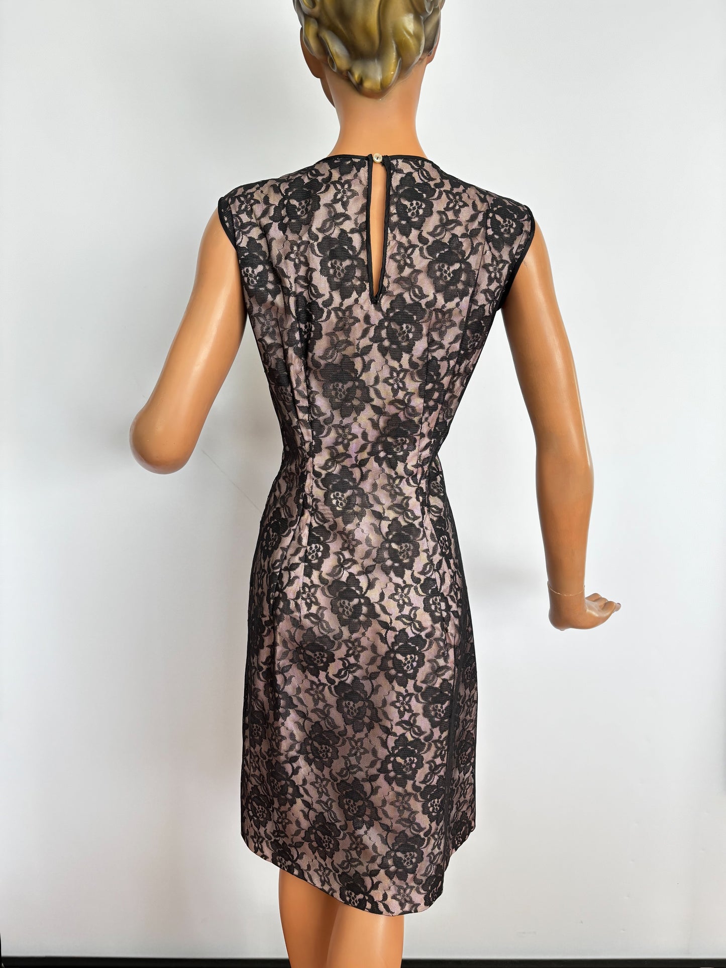 1950s/60 Satin and Lace Sheath Dress | S