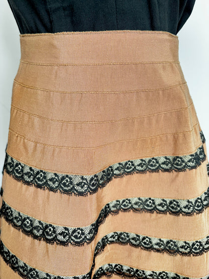 1950s Grosgrain and Lace Skirt | XS