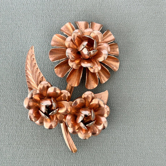 1960s Rose Gold Flower Brooch