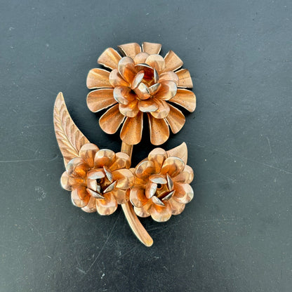 1960s Rose Gold Flower Brooch