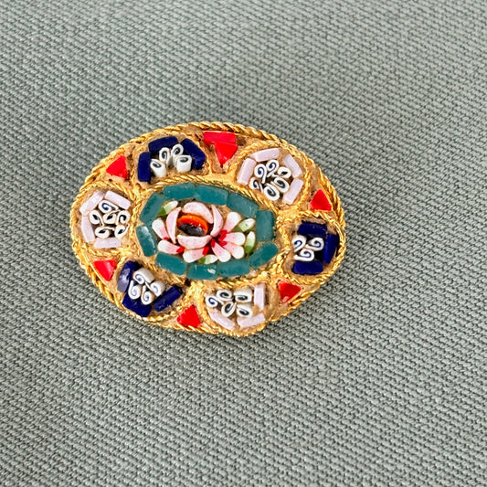 1950s/60s Italian Glass Micro Mosaic Brooch