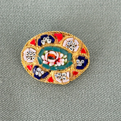 1950s/60s Italian Glass Micro Mosaic Brooch