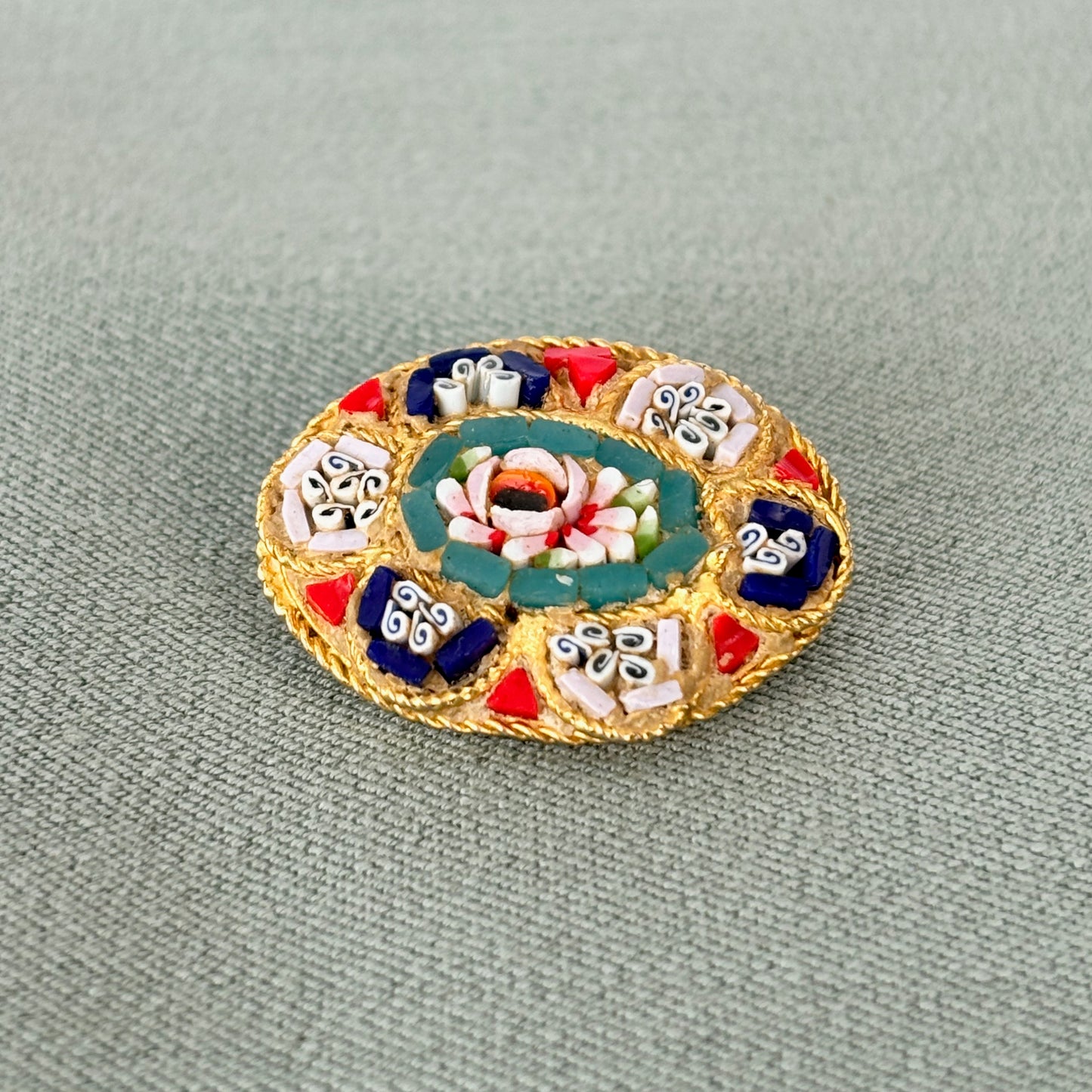 1950s/60s Italian Glass Micro Mosaic Brooch