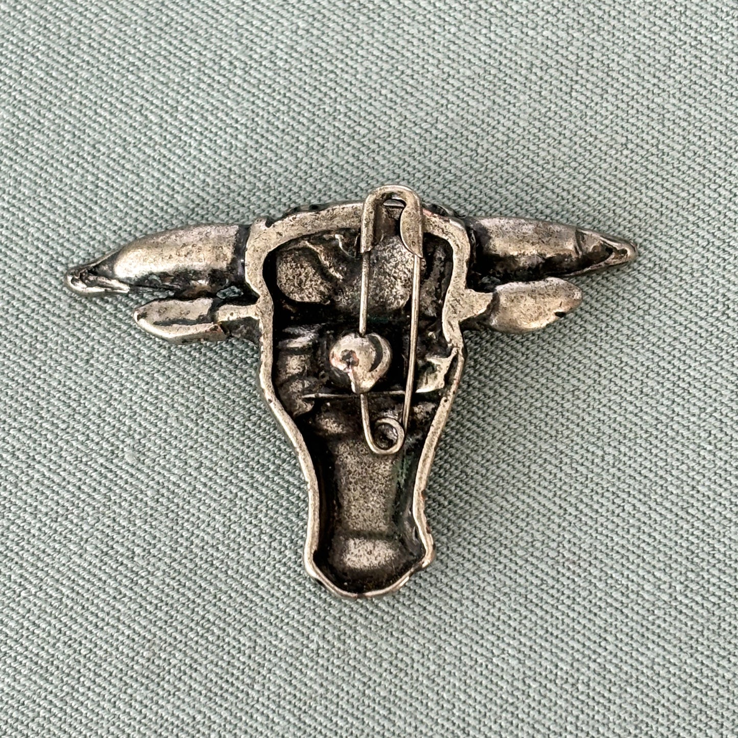 Vintage Longhorn Bull Western Brooch Pinback