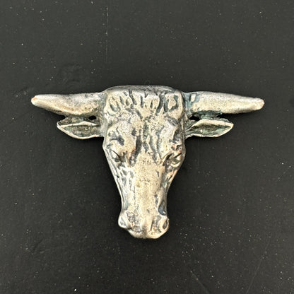 Vintage Longhorn Bull Western Brooch Pinback