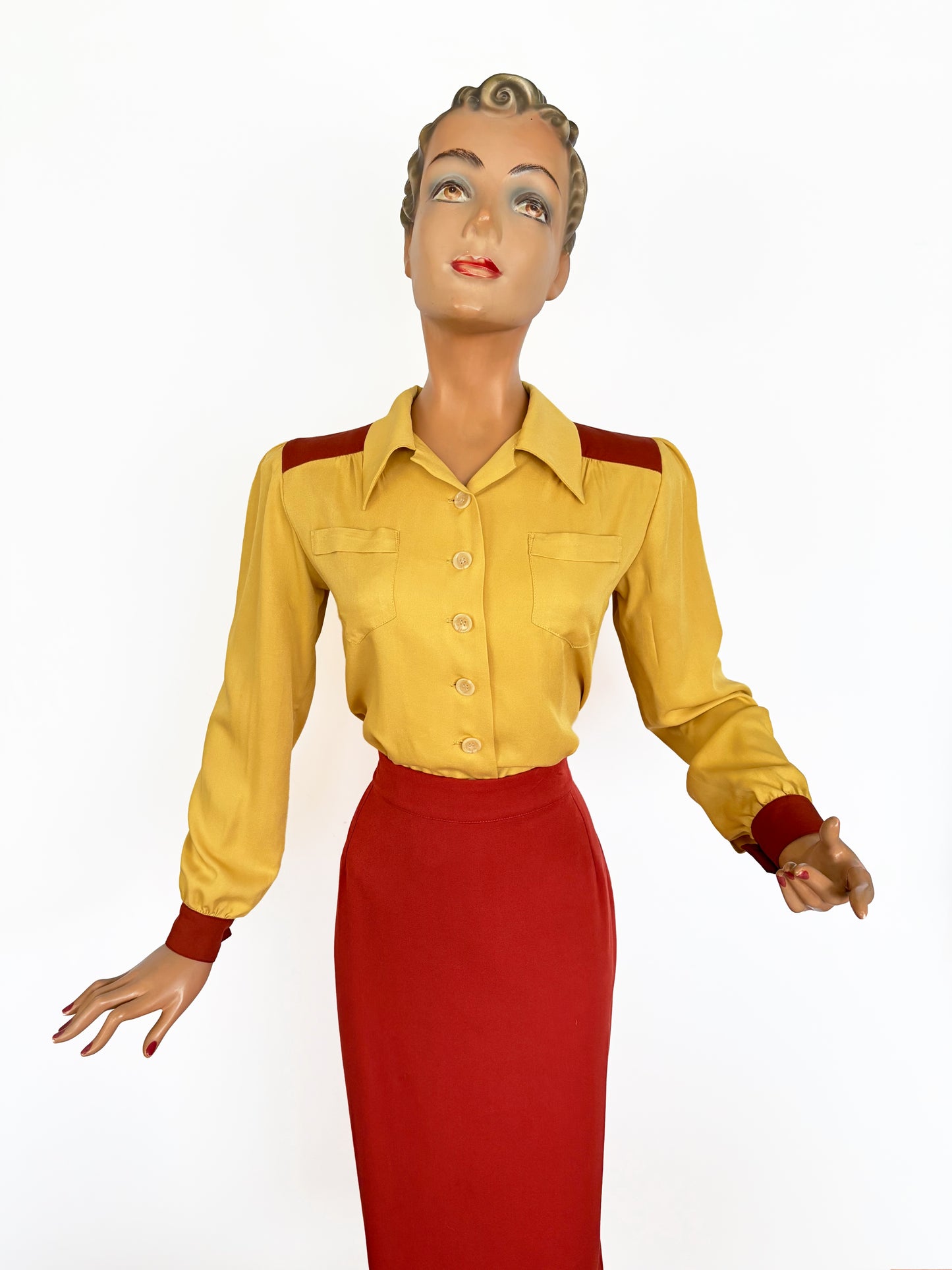 Daisy Mae 1940s Color Block Blouse