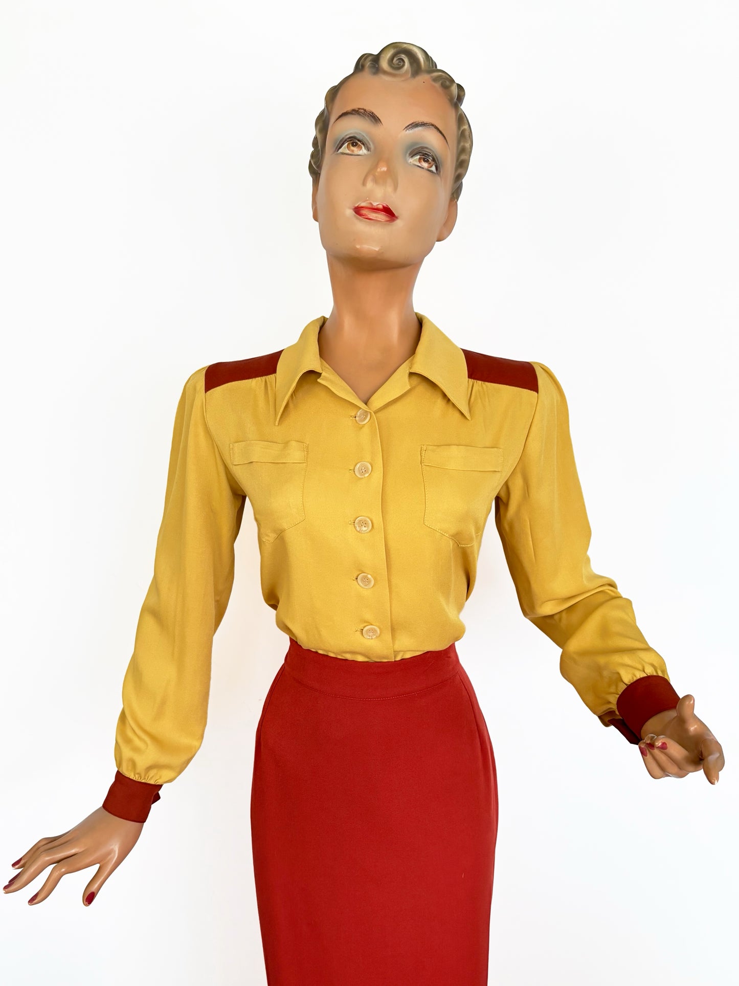 Daisy Mae 1940s Color Block Blouse