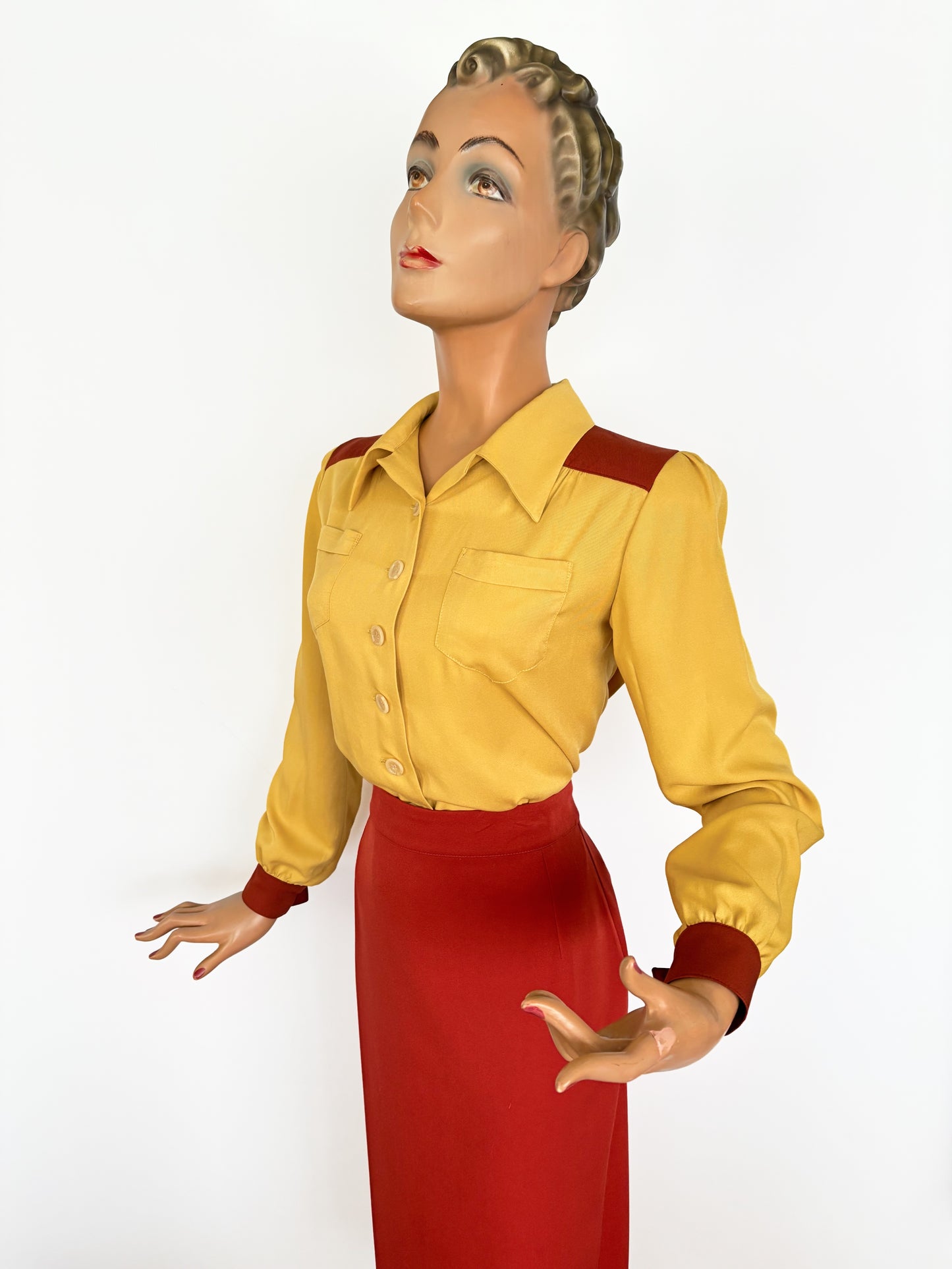 Daisy Mae 1940s Color Block Blouse