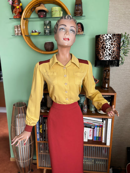 Daisy Mae 1940s Color Block Blouse