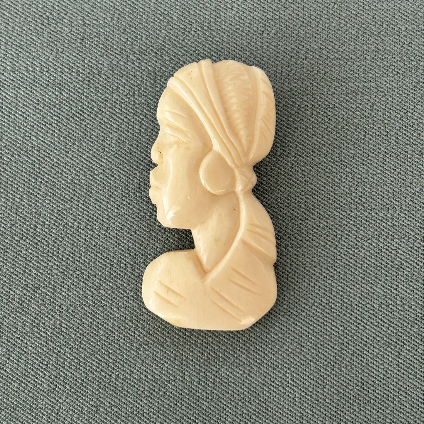 Vintage African Portrait Bone Cameo Brooch